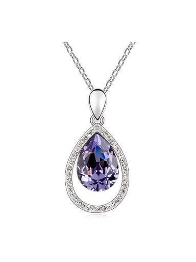 Simple Water Drop shaped austrian Crystal Pendant Alloy Necklace