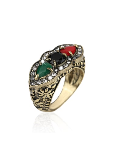 Retro style Personalized Resin stones Crystals Alloy Ring