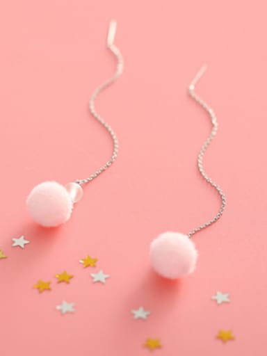 Little Pink Pompon Line Earrings