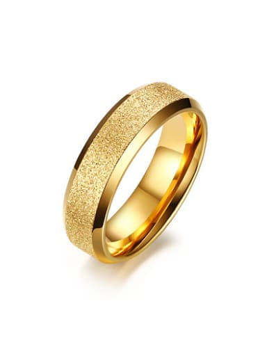 Trendy Gold Plated Frosted Titanium Women Ring