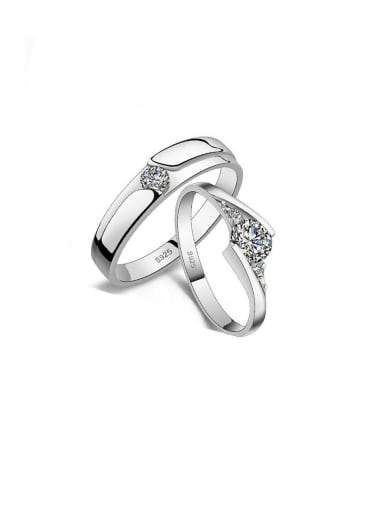 925 Sterling Silver With  Cubic Zirconia Simplistic  Loves Band Rings
