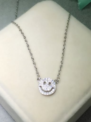 All-match Smiling Face Shaped Rhinestone S925 Silver Necklace