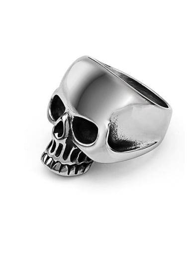 Retro Skull Titanium Statement Ring