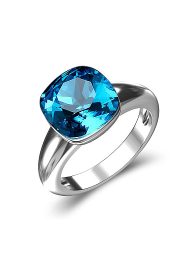 Simple Blue AAA Zircon Copper Ring