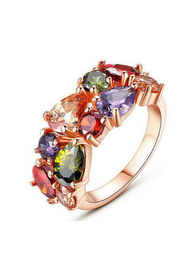 Fashion Colorful AAA Zirconias Copper Ring
