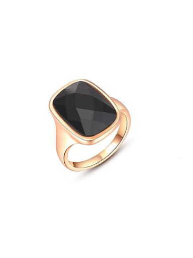 Personality Black Square Shaped Austria Crystal Ring