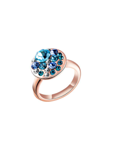 Alloy Rose Gold Plated Round Rhinestone Ring
