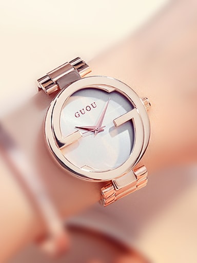 GUOU Brand Simple Rose Gold Plated Watch