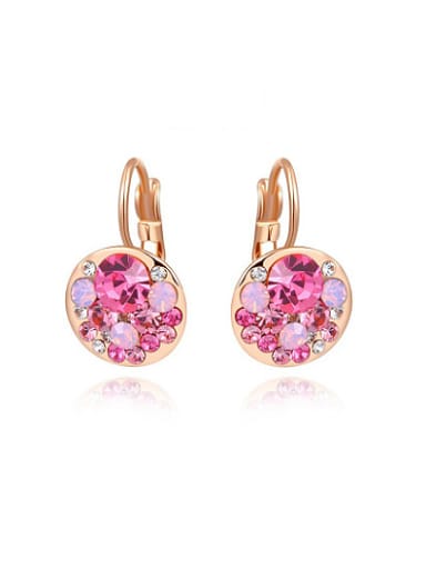 Pink Round Shaped Austria Crystal Stud Earrings