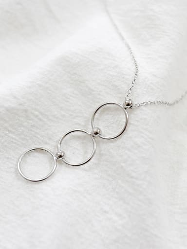Simple Personalized Three Circles Pendant Silver Necklace