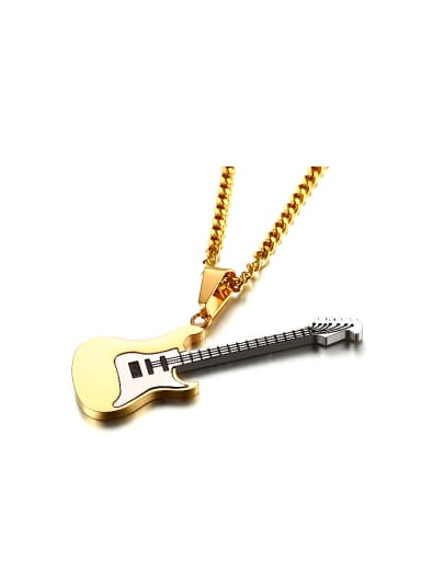 Exquisite Gold Plated High Polished Titanium Guitar Pendant