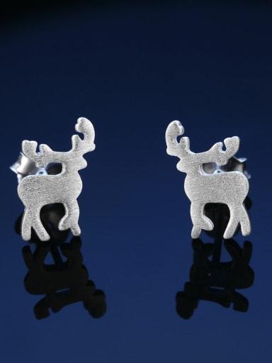 Simple Tiny Deer 925 Sterling Silver Stud Earrings