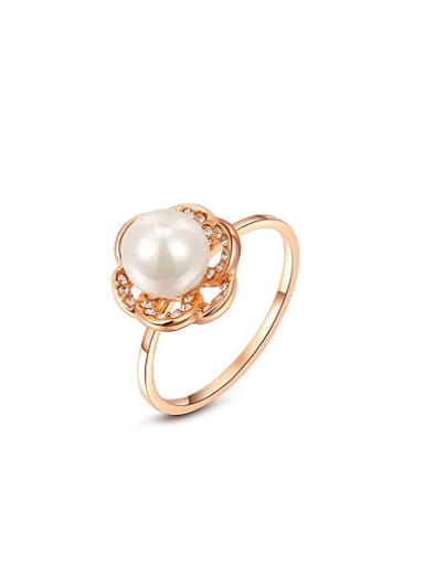 All-match Flower Shaped Artificial Pearl Ring