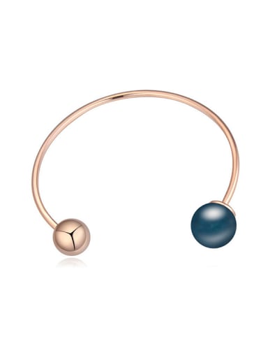 custom Simple Polishing Bead Imitation Pearl Alloy Opening Bangle