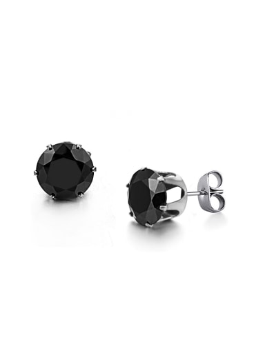Simple Tiny Black Zircon Titanium Stud Earrings