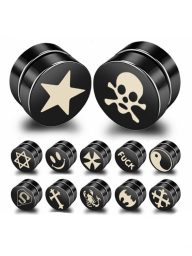 Stainless Steel With Black Gun Plated Personality Geometric Stud Earrings
