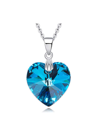 Fashion Blue Heart austrian Crystal 925 Silver Pendant
