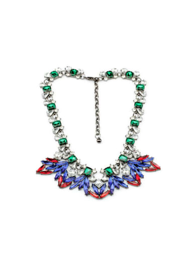 Exaggerated Colorful Flower Alloy Necklace