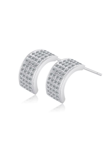 Geometric Micro Pave Zircons Stud Earrings
