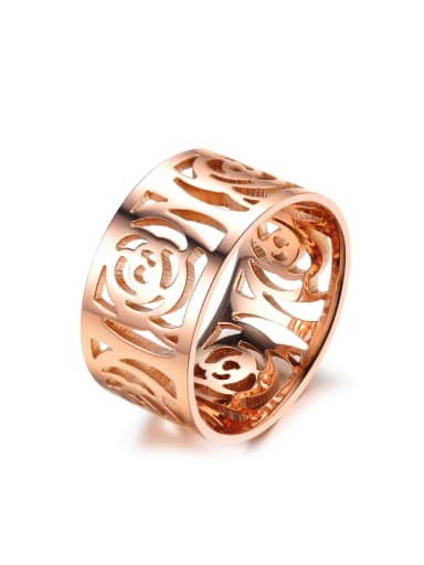 Fashion Hollow Flowery Rose Gold Plated Ring