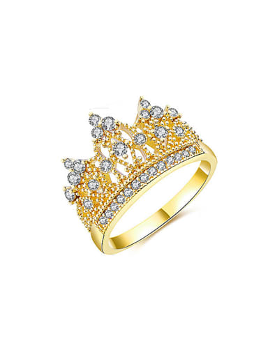 Luxury Gold Plated Crown Shaped Zircon Ring
