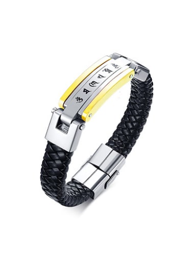Personality Geometric Shaped Artificial Leather Scripture Bracelet