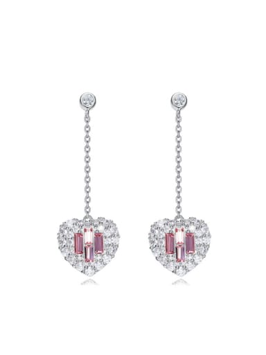 Fashion Heart austrian Crystals-covered 925 Silver Stud Earrings