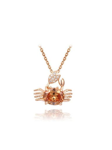 Orange Crab Shaped Austria Crystal Necklace