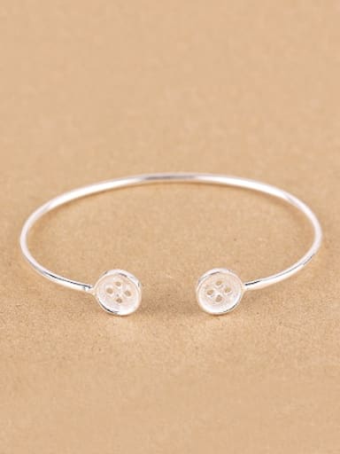 Little Button Silver Opening Bangle