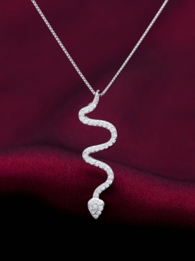 S925 Silver Snake Full Zircon Necklace