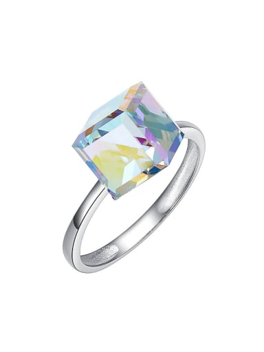 Simple Cubic austrian Crystal Silver Ring
