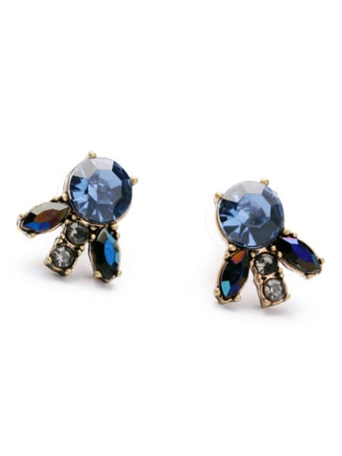 Small Fashion Blue Stones Flower-Shaped stud Earring