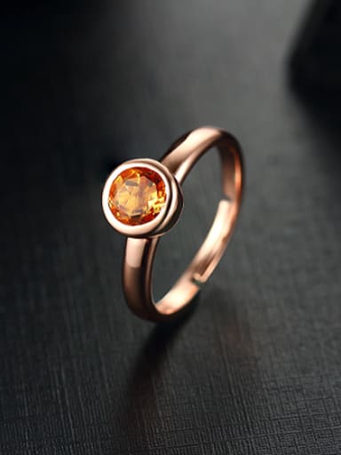 Rose Gold Plated Round Gemstone Ring