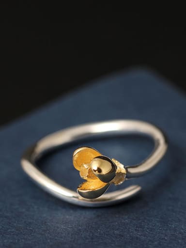 Small Flower S925 Silver Opening Ring