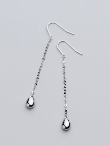 925 Sterling Silver With Glossy  Fashion Water Flow comb Drop Hook Earrings