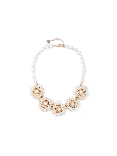 Sweet Artificial Pearl Flower Alloy Necklace