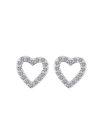Hollow Heart shaped Zircon Stud Earrings