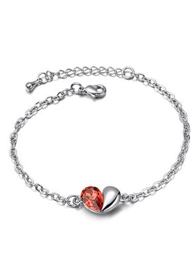 Simple austrian Crystal Heart Alloy Bracelet