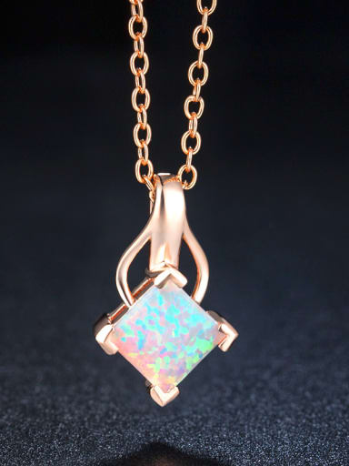 Square Opal Stone Necklace