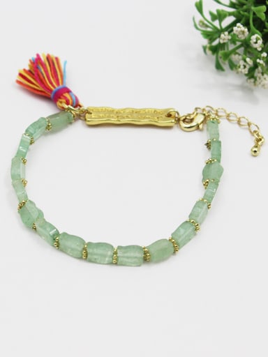 Elegant Green Natural Stone Tassel Elastic Bracelet
