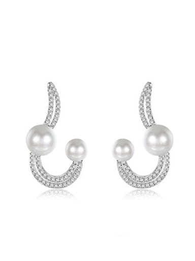 Fashion Artificial Pearls Rhinestones Stud Earrings