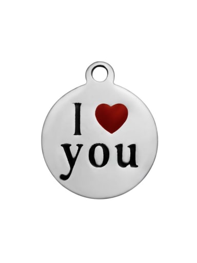 Stainless Steel With Simplistic Round With I love you words Charms