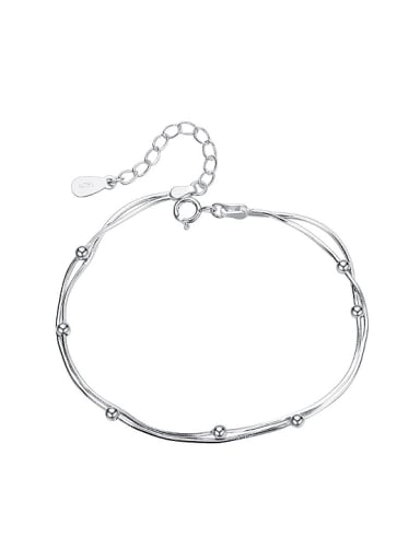 Simple Tiny Beads Double Layer 925 Silver Bracelet