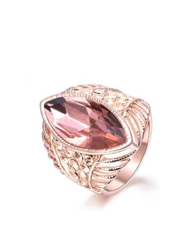 Exquisite Rose Gold Plated Oval Shaped Zircon Ring