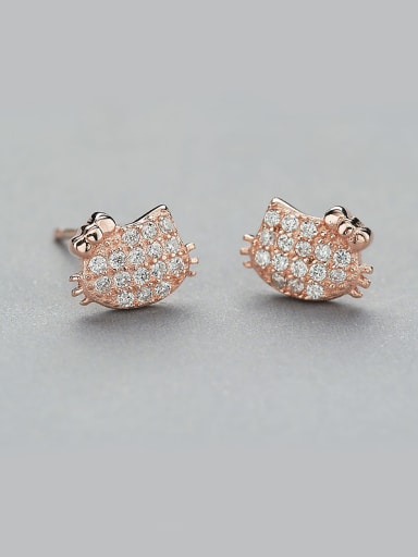 Rose Gold Plated Cat Zircon stud Earring