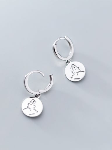 925 Sterling Silver With Platinum Plated Trendy Face Clip On Earrings