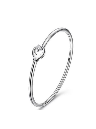 Simple Little Moon Star 999 Silver Opening Bangle
