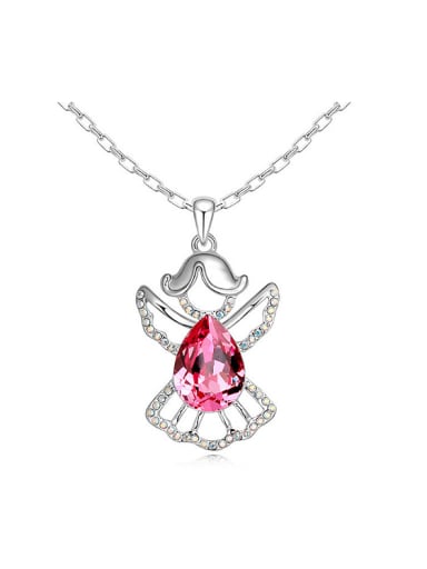 Fashion Water Drop austrian Crystal Angel Pendant Alloy Necklace