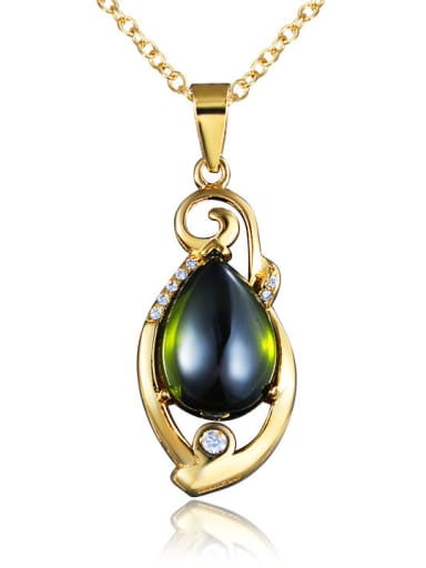 Noble 18K Gold Plated Green Opal Necklace