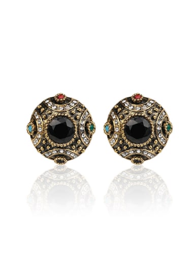 Retro Noble style Colorful Resin stones Round Alloy Earrings